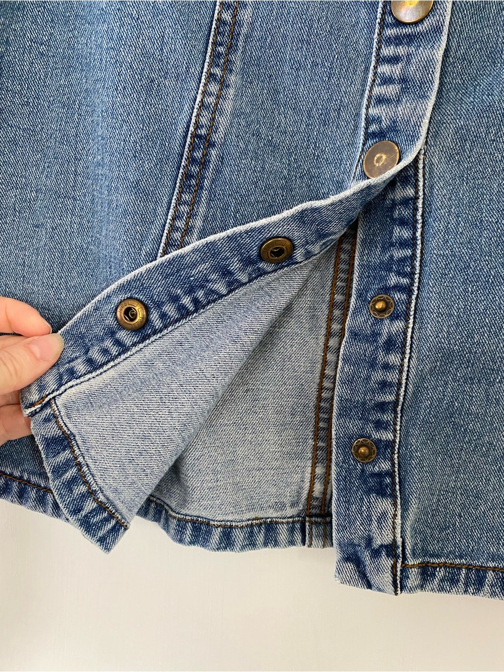Boston Proper Denim Skirt A-Line Snap-Front Jeans Skirt 90s Y2K style small - Picture 4 of 8